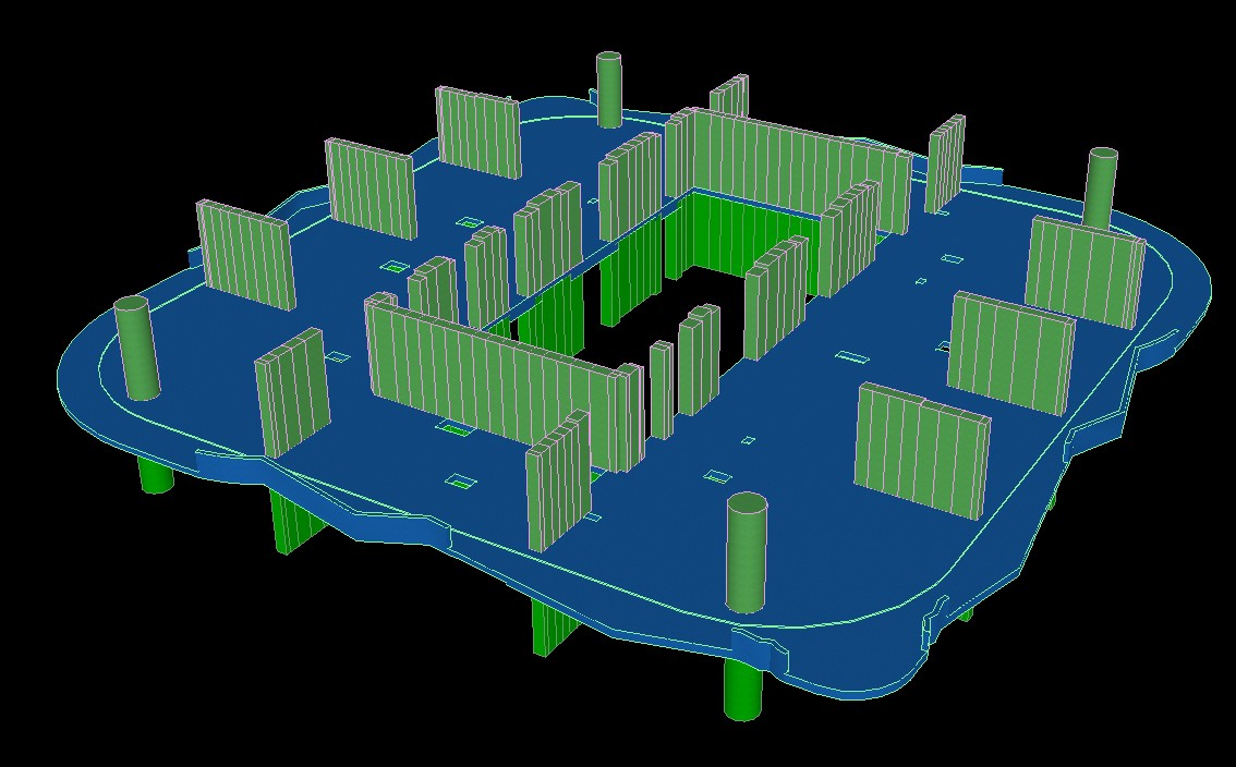 Three-dimensional post-tensioned floor model